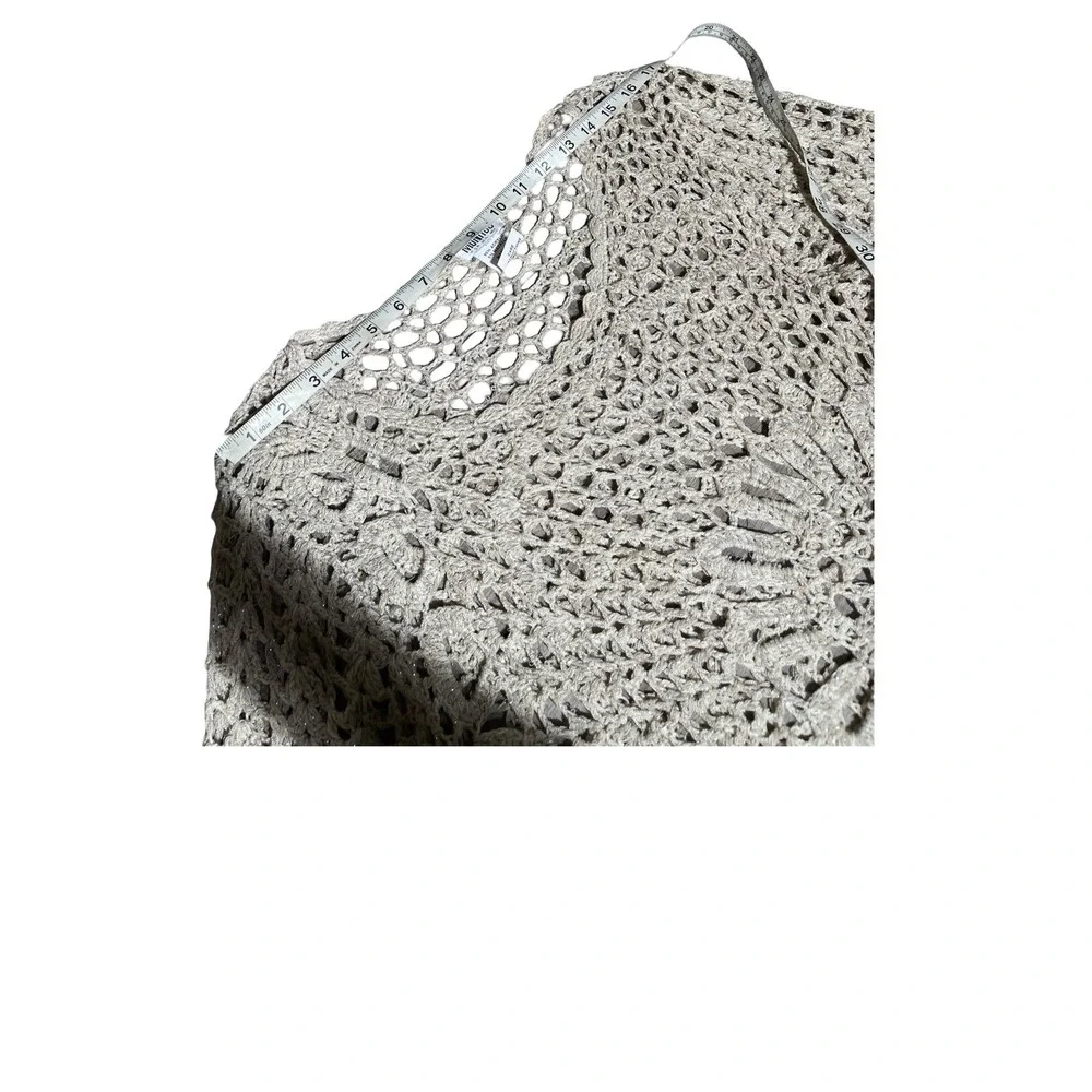 Monroe & Main Crochet Knit Shrug Cardigan Beige Boho Open Front Women S - Picture 5 of 7